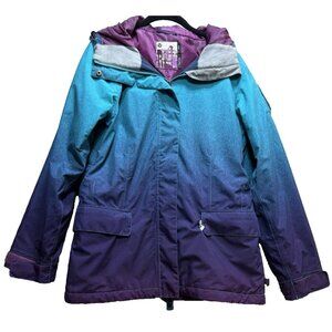 Roxy 10K Ski Snow Boarding Jacket Coat Large Hooded Purple Blue Insulated EUC